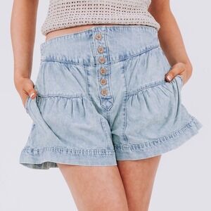 Free People Fleur Shorts Sky Blue Large New With Tags